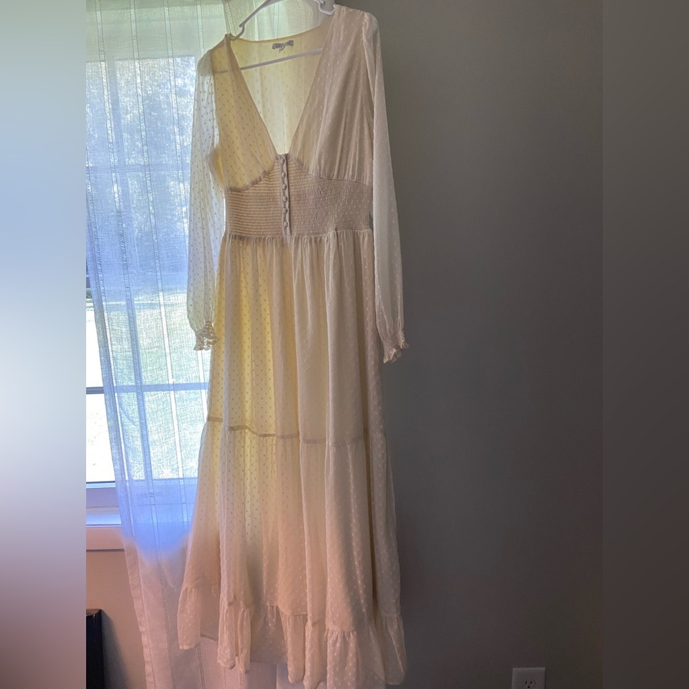 Patrons of peace ivory smocked dress